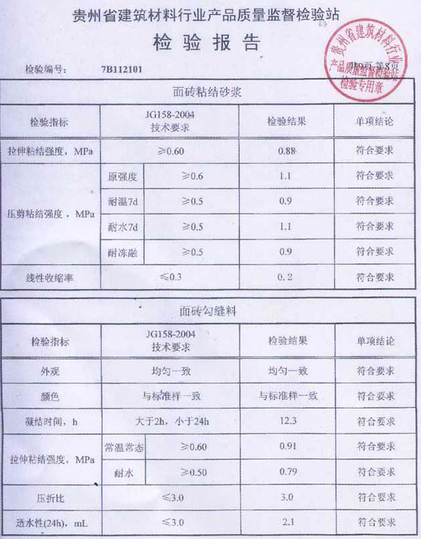 貴州省建筑行業(yè)產(chǎn)品質(zhì)量檢驗(yàn)報(bào)告